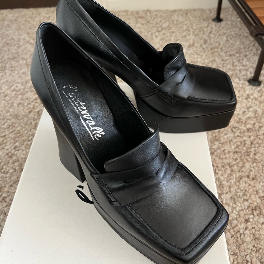 Women's Black Platform Loafers